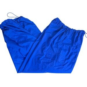 VS PINK Blue Parachute Cargo Pants Womens S Swishy Windbreaker Jogger Utility